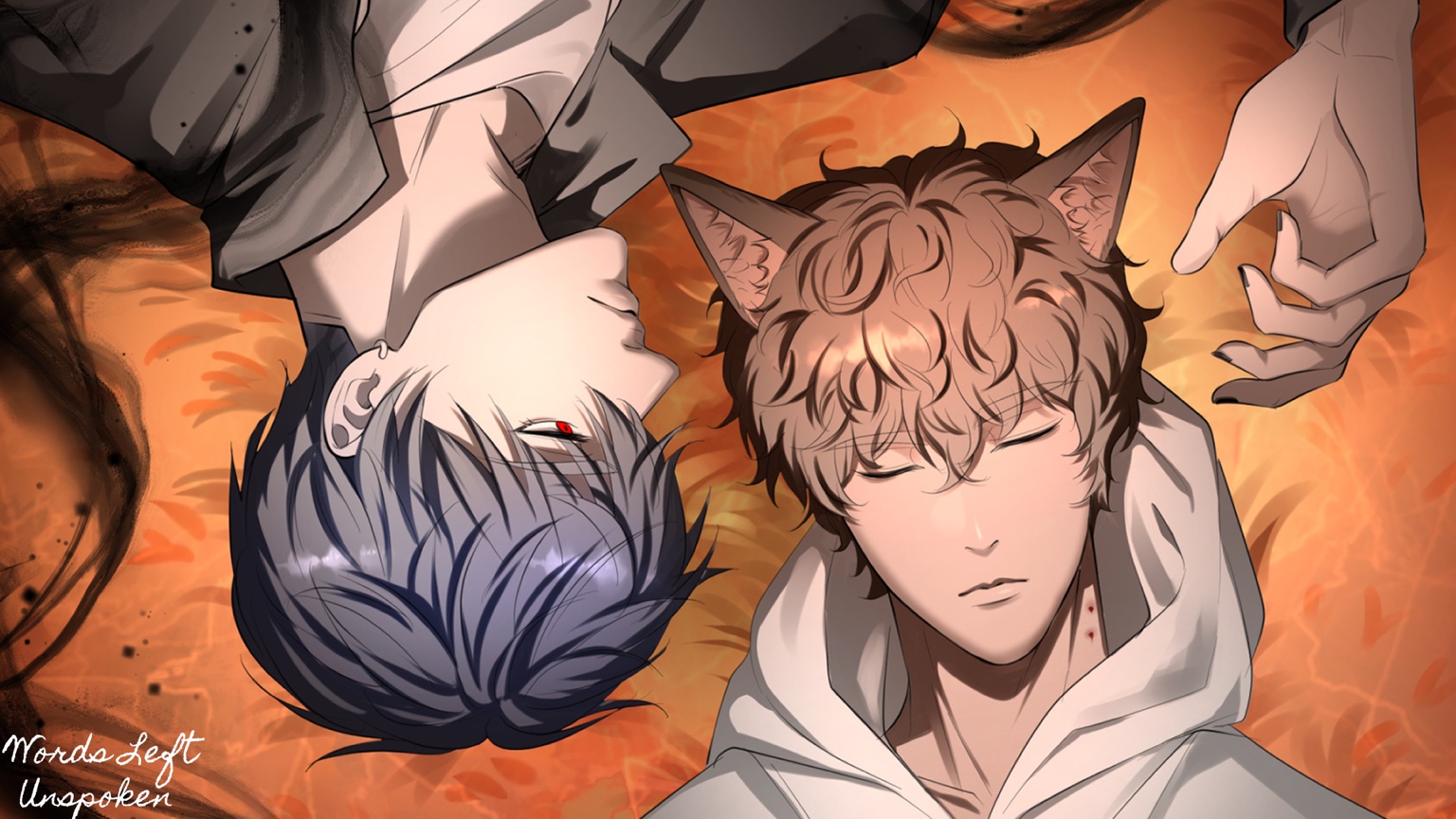 Words Left Unspoken desktop wallpaper with Kenta and James lying side by side